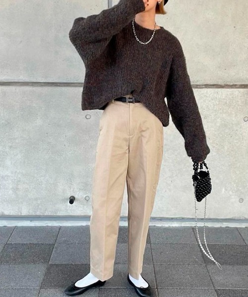 andme（アンドミー）の「【新色追加】ショート丈ミックスカラー長袖ニットトップス（ニット/セーター・レディース・グレー/ブラウン/グリーン/オレンジ/ブルー/ピンク/ベージュ・M）」の14枚目の写真