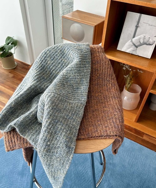 andme（アンドミー）の「【新色追加】ショート丈ミックスカラー長袖ニットトップス（ニット/セーター・レディース・グレー/ブラウン/グリーン/オレンジ/ブルー/ピンク/ベージュ・M）」の22枚目の写真