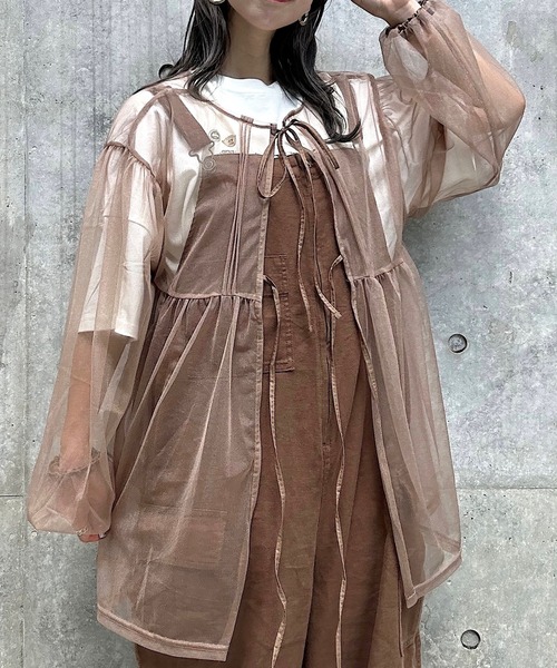 niko and...(ニコアンド)の「2WAYチュールカーディガンプルオーバー(カーディガン/ボレロ・レディース・モカ/ブラック/オフホワイト/チャコール・FREE)」の4枚目の写真