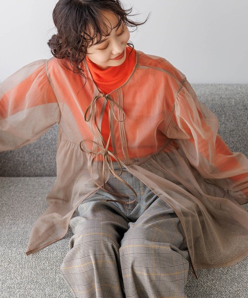 niko and...(ニコアンド)の「2WAYチュールカーディガンプルオーバー(カーディガン/ボレロ・レディース・モカ/ブラック/オフホワイト/チャコール・FREE)」の9枚目の写真