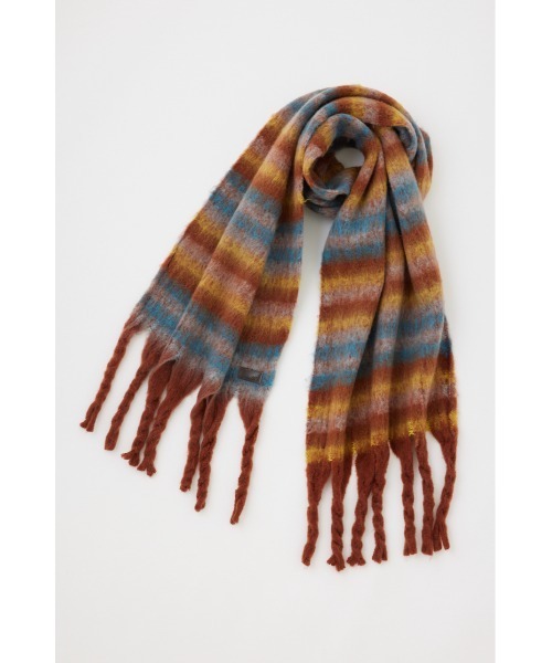 SLY（スライ）の「SHAGGY BORDER STOLE シャギー ボーダー ストール（ストール/ショール・レディース・ピンク系その他/ブラウン系その他2・FREE）」の4枚目の写真