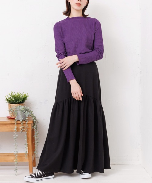 mili an deni(ミリアンデニ)の「フェイクウール裾切替フレアスカート(スカート・レディース・ブラック/アッシュグレー/モカ・M)」の5枚目の写真