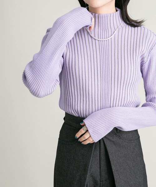 KBF（ケイビーエフ）の「illi　ランダムRIBハイネックニット（ニット/セーター・レディース・ベージュ/ライトグレー/ブルー/ブラック/ラベンダー・ONE）」の17枚目の写真