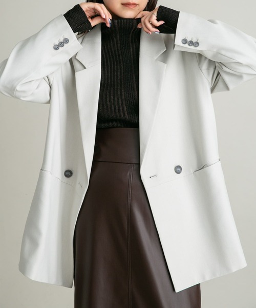 KBF（ケイビーエフ）の「illi　ランダムRIBハイネックニット（ニット/セーター・レディース・ベージュ/ライトグレー/ブルー/ブラック/ラベンダー・ONE）」の6枚目の写真