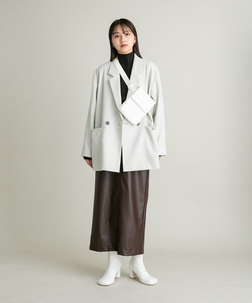 KBF（ケイビーエフ）の「illi　ランダムRIBハイネックニット（ニット/セーター・レディース・ベージュ/ライトグレー/ブルー/ブラック/ラベンダー・ONE）」の7枚目の写真