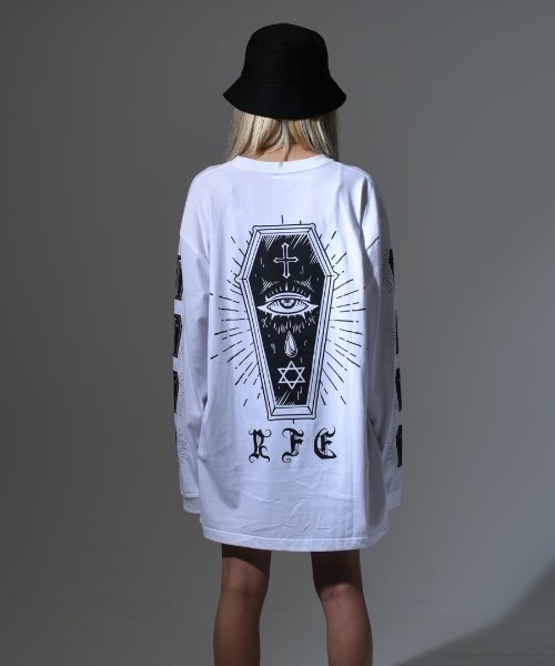 REFLEM(レフレム)の「『REFLEM/レフレム』コフィンプリントL/S Tee/ロングスリーブカットソー(Tシャツ/カットソー・レディース・ホワイト/ブラック・FREE)」の9枚目の写真