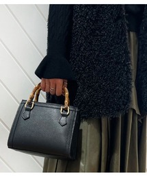 【PAOLA NUTTI /パオラヌッティ】バンブーダブルハンドルレザーハンドバッグ(S)