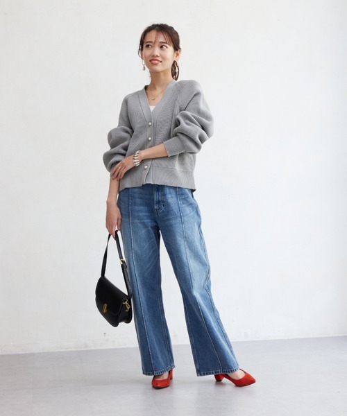 Chez toi（シェトワ）の「ピンタックワイドストレートデニム（デニムパンツ・レディース・サックスブルー/インディゴブルー・MEDIUM/SMALL）」の16枚目の写真