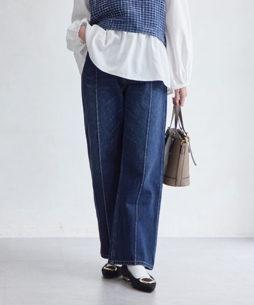 Chez toi（シェトワ）の「ピンタックワイドストレートデニム（デニムパンツ・レディース・サックスブルー/インディゴブルー・MEDIUM/SMALL）」の19枚目の写真