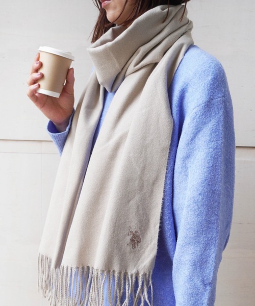 U.S. POLO ASSN.（ユーエスポロアッスン）の「【U.S. POLO ASSN.】 ユーエスポロアッスン　ロゴ刺繍　マフラー（マフラー・レディース・ブラック/レッド系その他/ネイビー/オフホワイト/グレー系その他/ブラウン系その他/ブラック系その他/ベージュ/ピンク/グリーン系その他/ブラウン・FREE）」の14枚目の写真