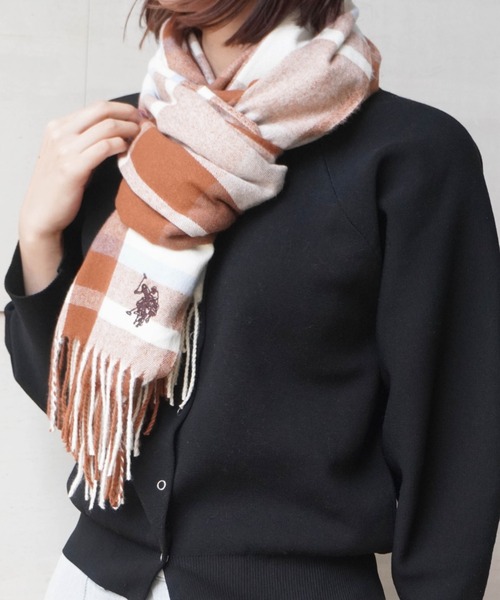 U.S. POLO ASSN.（ユーエスポロアッスン）の「【U.S. POLO ASSN.】 ユーエスポロアッスン　ロゴ刺繍　マフラー（マフラー・レディース・ブラック/レッド系その他/ネイビー/オフホワイト/グレー系その他/ブラウン系その他/ブラック系その他/ベージュ/ピンク/グリーン系その他/ブラウン・FREE）」の20枚目の写真