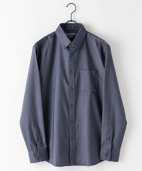 Blue Standard (ブルースタンダード)の「【BLUE STANDARD/ブルースタンダード】イージーケア 形態安定 速乾 ラクケア オックス ボタンダウンシャツ(シャツ/ブラウス・メンズ・ブルー系その他/スミクロ/ネイビー/ホワイト・SMALL/MEDIUM/LARGE/X-LARGE)」の6枚目の写真