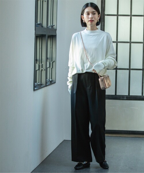 OPAQUE.CLIP(オペークドットクリップ)の「◆ピンストライプワイドストレートパンツ【洗濯機洗い可】(その他パンツ・レディース・ベージュ系その他6/グレー系その他3/ブラック・38/40/36/42)」の9枚目の写真