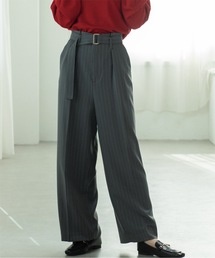 OPAQUE.CLIP | ピンストライプワイドストレートパンツ【洗濯機洗い可】(その他パンツ)