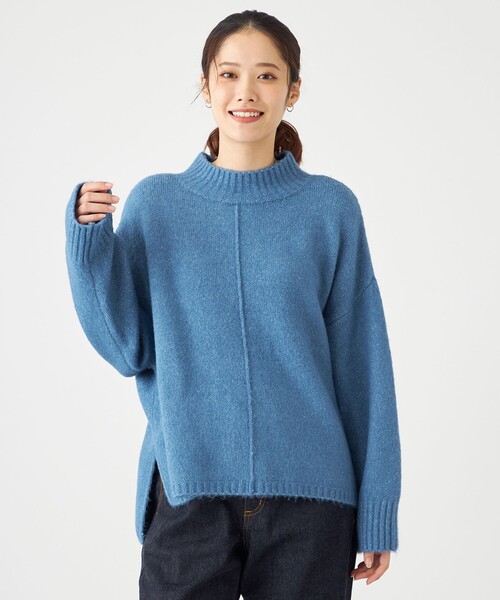 SHARE PARK(シェアパーク)の「スフレヤーンモックネックニット(ニット/セーター・レディース・ライトグレー系/ベージュ系/ブルー系・MEDIUM)」の4枚目の写真