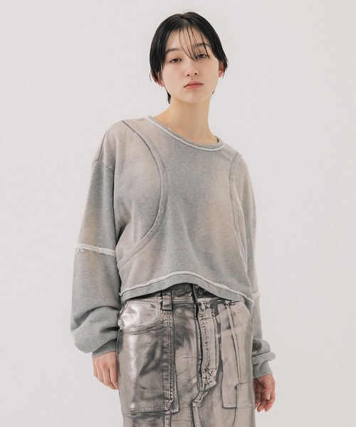 PUBLIC TOKYO(パブリックトウキョウ)の「ケミカルウォッシュスウェット(スウェット・レディース・ダークグレー/ライトグレー・FREE)」の2枚目の写真