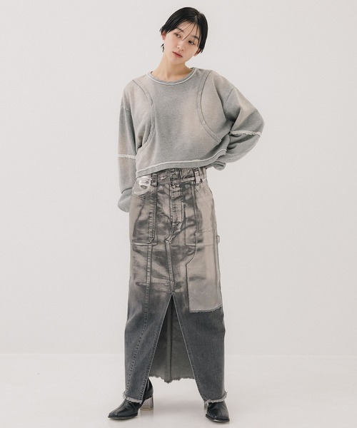 PUBLIC TOKYO(パブリックトウキョウ)の「ケミカルウォッシュスウェット(スウェット・レディース・ダークグレー/ライトグレー・FREE)」の12枚目の写真