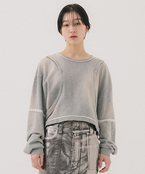 PUBLIC TOKYO(パブリックトウキョウ)の「ケミカルウォッシュスウェット(スウェット・レディース・ダークグレー/ライトグレー・FREE)」の17枚目の写真