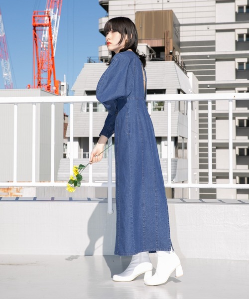 デニムワンピース ボリュームスリーブ ボリュームスリーブデニムワンピース（ワンピース）｜PUBLIC