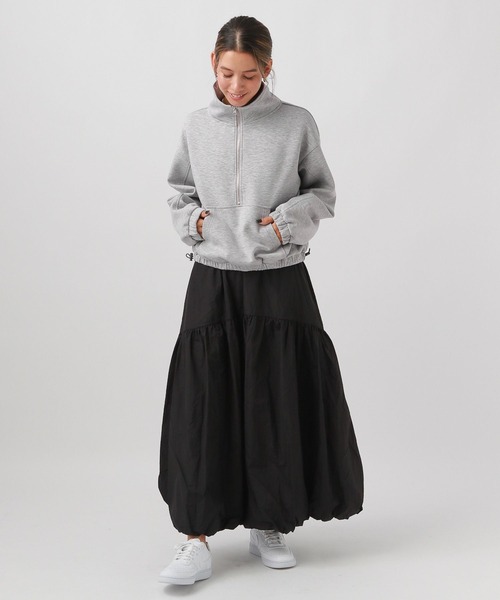 BAYFLOW(ベイフロー)の「ハーフZIPショートプルオーバー(スウェット・レディース・オレンジ/ダークブルー/ライトグレー/チャコール・FREE)」の5枚目の写真