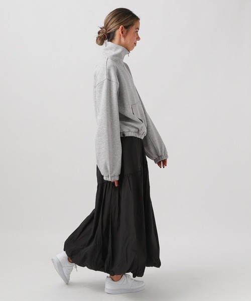 BAYFLOW(ベイフロー)の「ハーフZIPショートプルオーバー(スウェット・レディース・オレンジ/ダークブルー/ライトグレー/チャコール・FREE)」の8枚目の写真