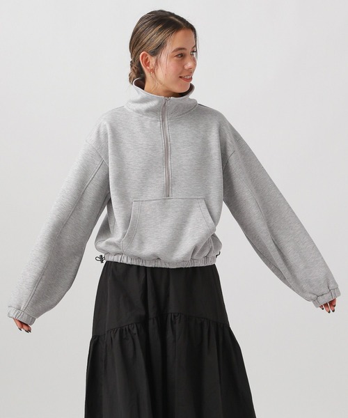 BAYFLOW(ベイフロー)の「ハーフZIPショートプルオーバー(スウェット・レディース・オレンジ/ダークブルー/ライトグレー/チャコール・FREE)」の10枚目の写真