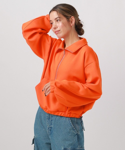 BAYFLOW(ベイフロー)の「ハーフZIPショートプルオーバー(スウェット・レディース・オレンジ/ダークブルー/ライトグレー/チャコール・FREE)」の19枚目の写真