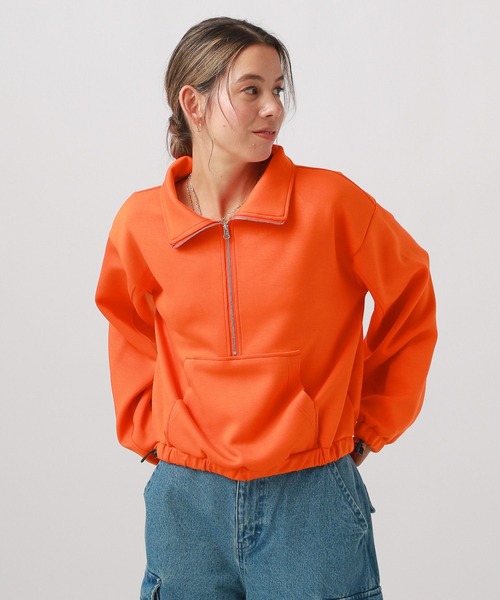BAYFLOW(ベイフロー)の「ハーフZIPショートプルオーバー(スウェット・レディース・オレンジ/ダークブルー/ライトグレー/チャコール・FREE)」の20枚目の写真