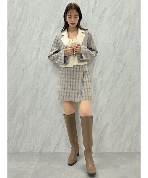 ぱしゅみな dazzlin レイヤードライクウエストジャケット グレー dazzlin（ダズリン）の「【セットアップ対応】レイヤードライク