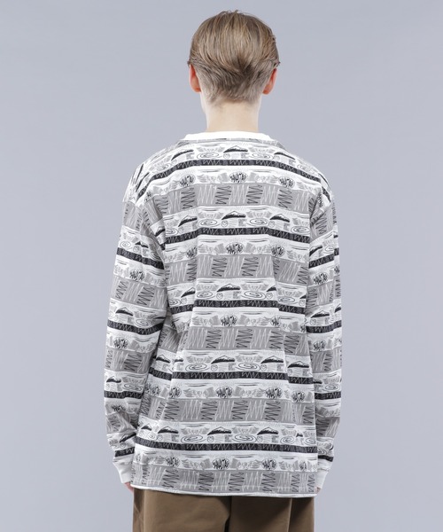 MANASTASH（マナスタッシュ）の「MANASTASH/マナスタッシュ/MTN STRIPE L/S TEE/マウンテンストライプロングスリーブTシャツ（Tシャツ/カットソー・メンズ・ブラック/レッド・XL/M/L/S）」の5枚目の写真