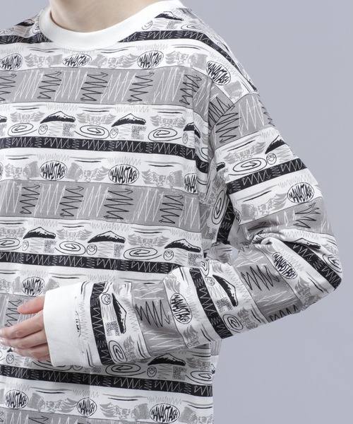 MANASTASH（マナスタッシュ）の「MANASTASH/マナスタッシュ/MTN STRIPE L/S TEE/マウンテンストライプロングスリーブTシャツ（Tシャツ/カットソー・メンズ・ブラック/レッド・XL/M/L/S）」の7枚目の写真