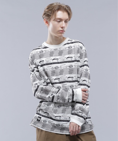 MANASTASH（マナスタッシュ）の「MANASTASH/マナスタッシュ/MTN STRIPE L/S TEE/マウンテンストライプロングスリーブTシャツ（Tシャツ/カットソー・メンズ・ブラック/レッド・XL/M/L/S）」の11枚目の写真