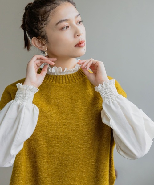 セール】スカラップシャーリングブラウス（シャツ/ブラウス）｜studio