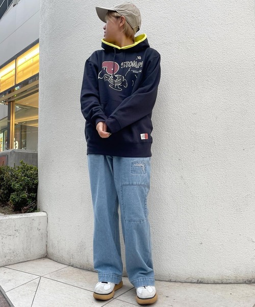 SNOOPY×OLD BETTY'S（スヌーピーカケルオールドベティーズ）の「スヌーピー【SNOOPY】Sweat Pullover Parka(STOMP!柄)（パーカー・レディース・ネイビー系1・L/M）」の4枚目の写真