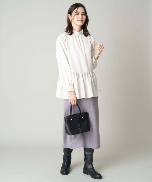 a.v.v(アーヴェヴェ)の「スエードタッチナロースカート(スカート・レディース・チャコールグレー/ライトピンク・38/36/40/42/34)」の6枚目の写真