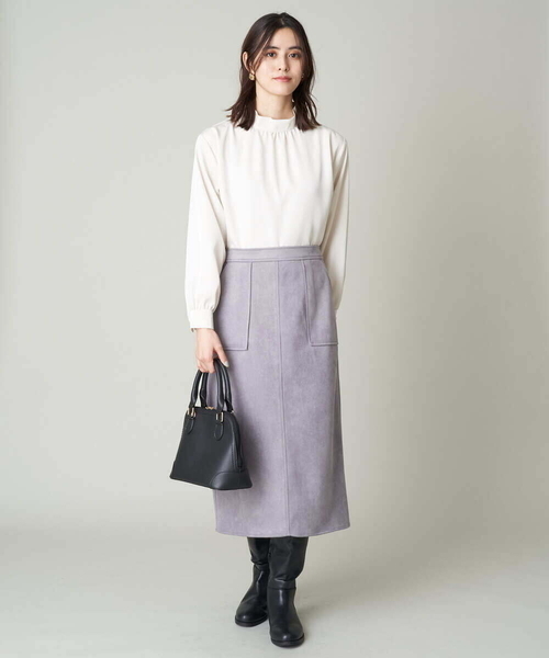 a.v.v(アーヴェヴェ)の「スエードタッチナロースカート(スカート・レディース・チャコールグレー/ライトピンク・38/36/40/42/34)」の11枚目の写真