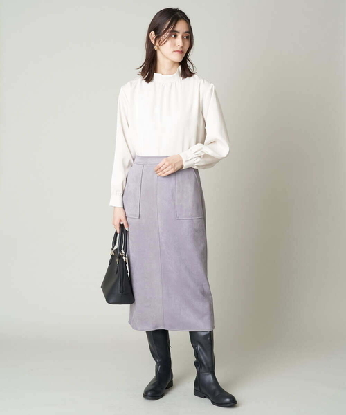 a.v.v(アーヴェヴェ)の「スエードタッチナロースカート(スカート・レディース・チャコールグレー/ライトピンク・38/36/40/42/34)」の12枚目の写真