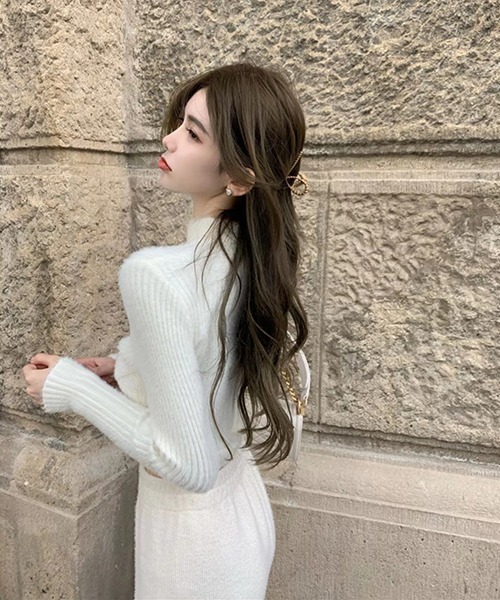 gossip!ロサンゼルス(ゴシップロサンゼルス)の「クロスデザイン ニットトップス(ニット/セーター・レディース・ピンク/ライトブルー/ブラック/ホワイト・FREE)」の10枚目の写真