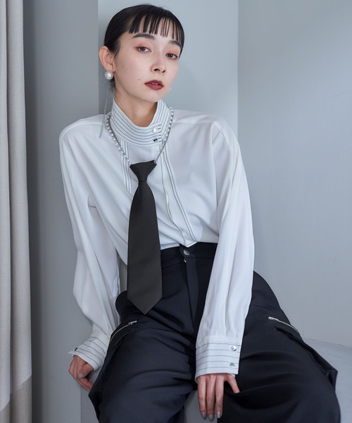 HARE(ハレ)の「ネクタイネックレス(HARE)(ネクタイ・レディース・ブラック系その他/ブラック系その他2/ブラック系その他3/ブラック系その他4/パープル/ドット/ブルー・FREE)」の10枚目の写真