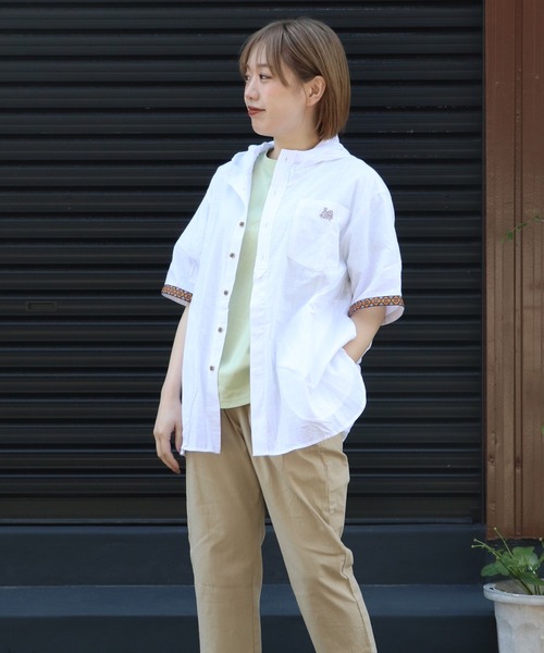 KRIFF MAYER Lady's Collection（クリフメイヤーレディースコレクション）の「チロリアン半袖シャツパーカー（シャツ/ブラウス・レディース・イエロー/ネイビー/カラフル/サックスブルー/オフホワイト・MEDIUM/LARGE）」の2枚目の写真