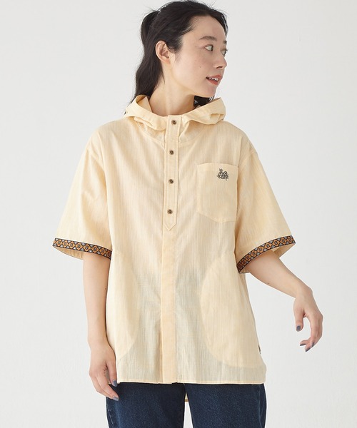 KRIFF MAYER Lady's Collection（クリフメイヤーレディースコレクション）の「チロリアン半袖シャツパーカー（シャツ/ブラウス・レディース・イエロー/ネイビー/カラフル/サックスブルー/オフホワイト・MEDIUM/LARGE）」の9枚目の写真