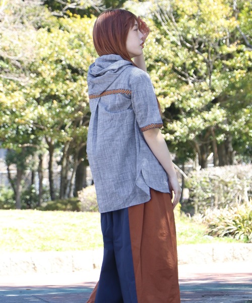 KRIFF MAYER Lady's Collection（クリフメイヤーレディースコレクション）の「チロリアン半袖シャツパーカー（シャツ/ブラウス・レディース・イエロー/ネイビー/カラフル/サックスブルー/オフホワイト・MEDIUM/LARGE）」の12枚目の写真