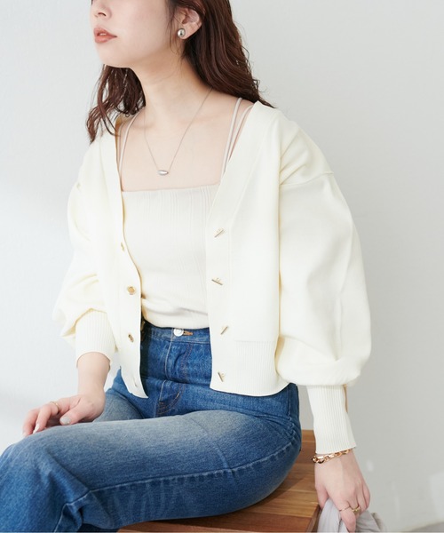 natural couture(ナチュラルクチュール)の「プチプラハトメバー釦カーデ(カーディガン/ボレロ・レディース・サックスブルー/アイボリー/ライトグレー/ラベンダー/グレイッシュベージュ/ブラック/チャコールグレー/ボルドー・FREE)」の9枚目の写真