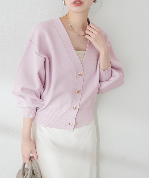 natural couture(ナチュラルクチュール)の「プチプラハトメバー釦カーデ(カーディガン/ボレロ・レディース・サックスブルー/アイボリー/ライトグレー/ラベンダー/グレイッシュベージュ/ブラック/チャコールグレー/ボルドー・FREE)」の22枚目の写真