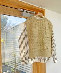 PAR ICI | 【WEB別注】ネパール手編み お花編みボーダーベスト(ベスト)