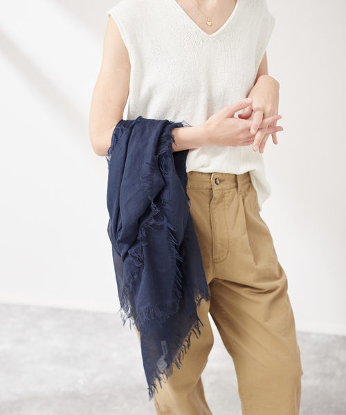 ASAUSE MELER】リネンモダールシルクメランジュソリッドスクエアS