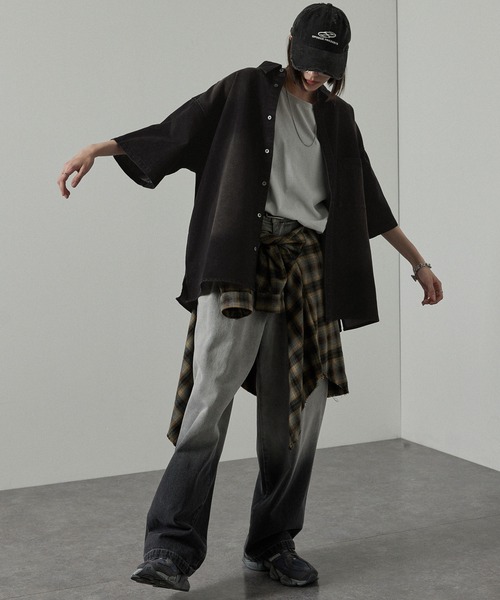Alfred Alex(アルフレッドアレックス)の「【Alfred Alex】オーバーサイズヴィンテージメイクデニムシャツ(シャツ/ブラウス・メンズ・ブラック系/グレー/チャコール/ライトグレー/インディゴブルー/ブルー/ライトグレー系・M/L/S)」の14枚目の写真