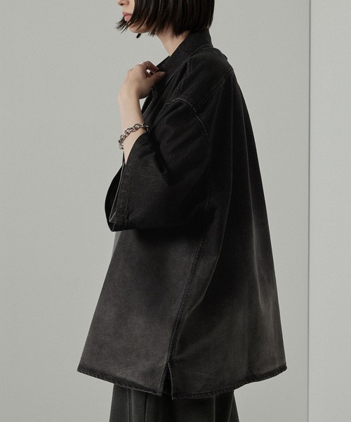 Alfred Alex(アルフレッドアレックス)の「【Alfred Alex】オーバーサイズヴィンテージメイクデニムシャツ(シャツ/ブラウス・メンズ・ブラック系/グレー/チャコール/ライトグレー/インディゴブルー/ブルー/ライトグレー系・M/L/S)」の17枚目の写真