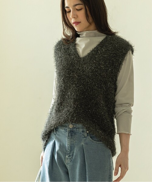 OPAQUE.CLIP（オペークドットクリップ）の「◆ラメシャギーニットベスト【洗濯機洗い可】（ベスト・レディース・ブルー系その他7/ライトグレー系5/チャコール/ベージュ系9・38/36/40）」の10枚目の写真