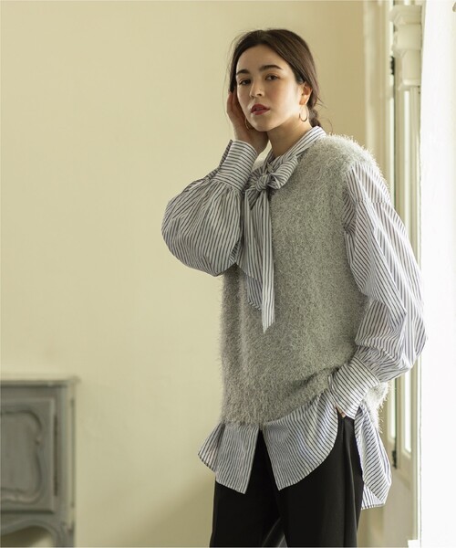 OPAQUE.CLIP（オペークドットクリップ）の「◆ラメシャギーニットベスト【洗濯機洗い可】（ベスト・レディース・ブルー系その他7/ライトグレー系5/チャコール/ベージュ系9・38/36/40）」の19枚目の写真